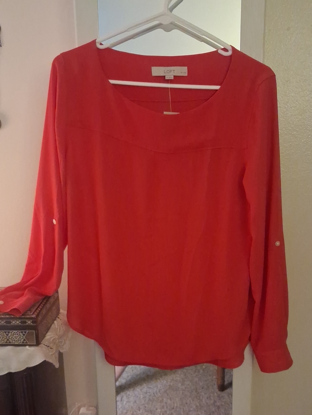 LOFT Bright Red Long Sleeve Blouse